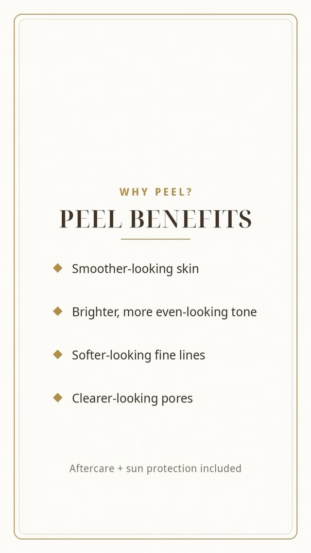 Peel Benefits text card from a Beyond Skin & Body Care reel
